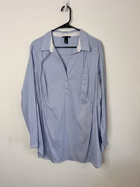 H&M Mama Chambray Stripe Tunic Blouse Maternity Size XL