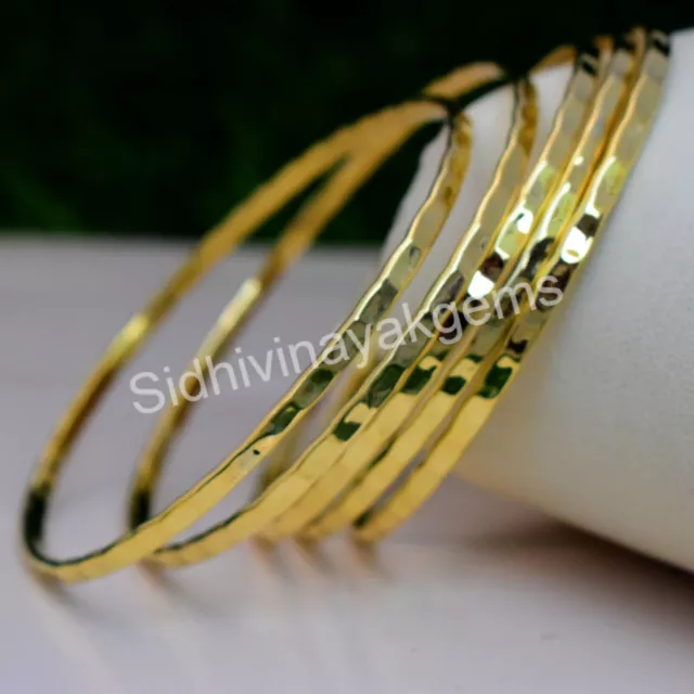 5 PCs. Bangle Set Hammered Solid Brass Bangle Stacking Bangle Round bangles HJ10