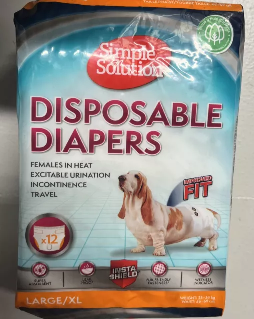 Simple Solution Dog Diaper Disposable Dog Nappy Dog Pants   L/XL - 18"-23" Waist