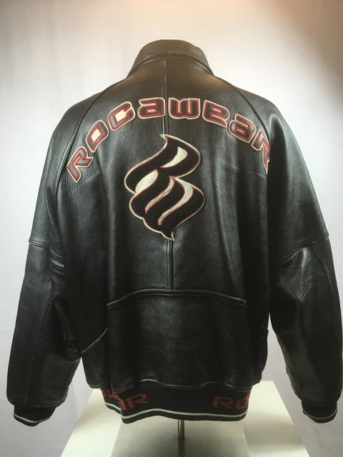 1999 ROCAWEAR LEATHER Jacket VINTAGE Jay-Z JIGGA Hova ROC-A