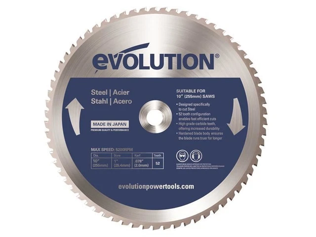 Evolution - Mild Steel Cutting Mitre Saw Blade 255 x 25.4mm x 52T