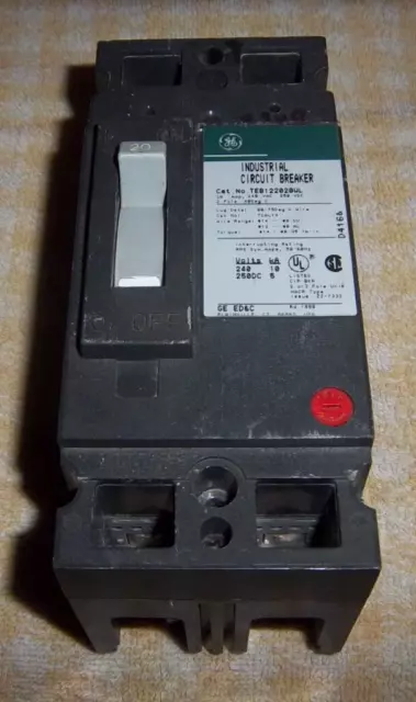 GENERAL ELECTRIC GE TEB TEB122020WL 20 AMP 240 VOLT 2 POLE Circuit Breaker