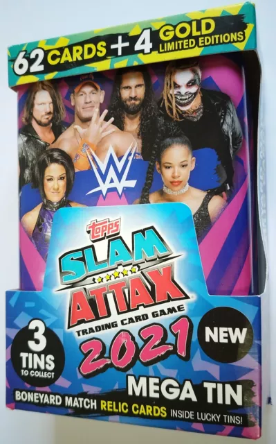 WWE Slam Attax 2021 Trading Cards Mega Tin Box Purple Topps