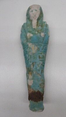 Antique 600 Bc Ancient Egyptian Relic Funeral Tomb Statue Blue Faience Ushabti