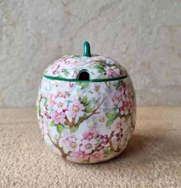 Vintage Shelley Art Deco Maytime Lidded Honey/Jam/ Marmalade/Sugar Pot : 1938