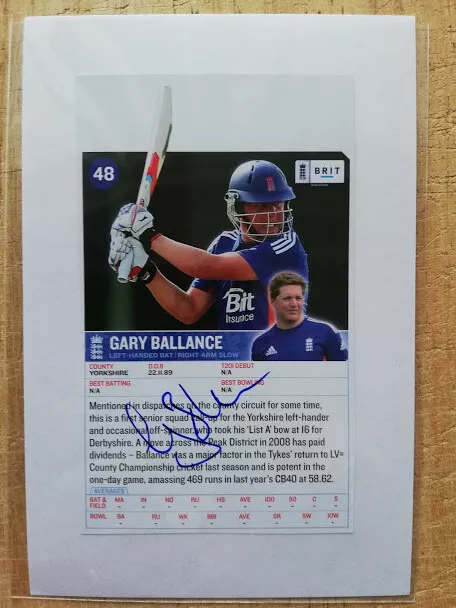 Gary Ballance England Cricket Legend Hand-Signed Photocard