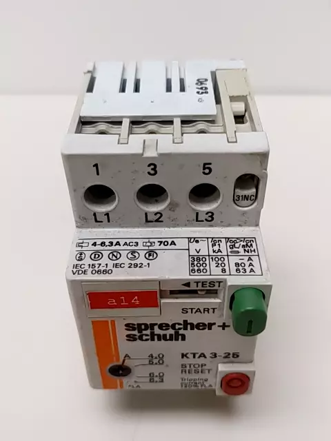 Sprecher+Schuh KTA3-25 4-6.3 A Manuel Démarreur Circuit Protector 3PH 600V KTA3