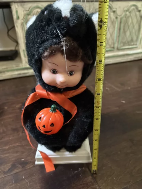 13" Halloween Motionette Child in Skunk Costume Lights Up Trick-or-Treater
