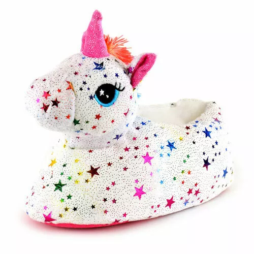 BNWT Girls Star Unicorn Hot Water Bottle Slippers Shoe Size 9-3UK Christmas Gift