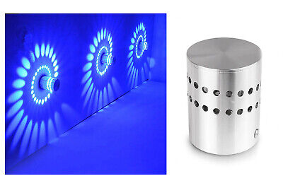 Applique led 1w in metallo luce spirale blu parete faretto per interno