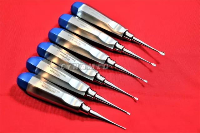 New German 6 Pcs  Oral Dental Surgery Extracting Wing Winged Tip Elevator-Blue 3