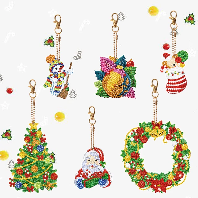 Double Sided Rhinestone Pendant Ornament Xmas Tree Special Shape 6PCS 2