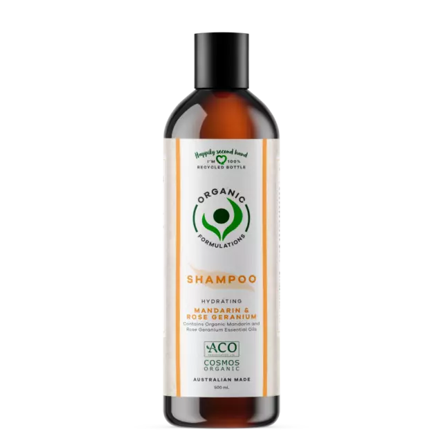 Organic Formulations Mandarin & Rose Geranium Shampoo 500mL | Dry Hair