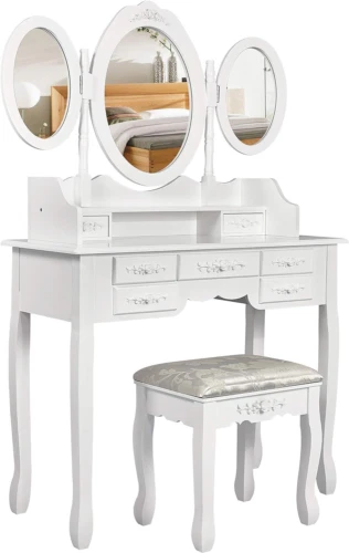 Meerveil Tosseil, Tavolo Vanità con 3 Specchi 7 90x40x151 cm