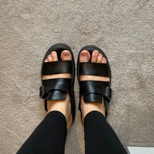Dr. Martens Men’s Brelade Black Leather Slide Sandals Size 8 Dr Martens Brelade Black Brando Leather Men Slide Sandals  main image 3