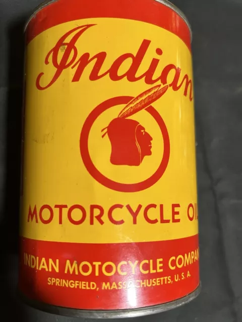 Vintage Indian Motorcycle Quart Oil Can, Full