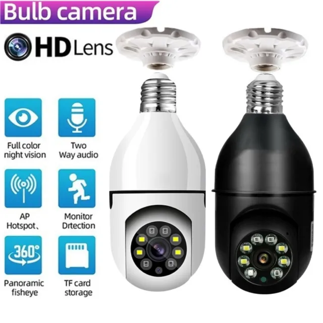 360° 1080P Wireless WiFi Bulb IP Camera Smart Home Security Camera IR Night Cam