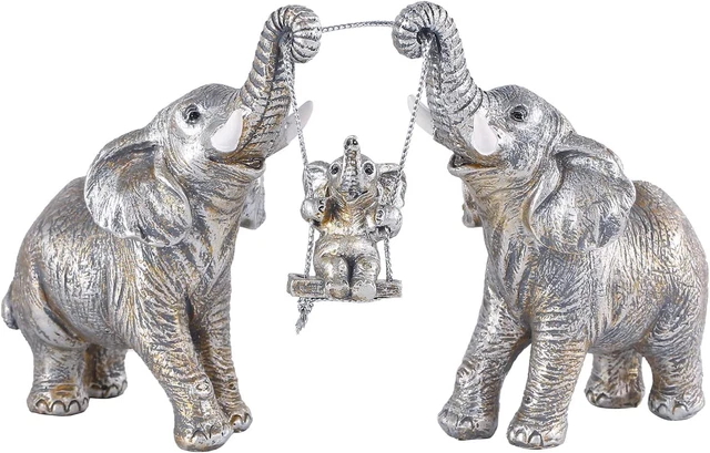 Elephant Statue.Silver Elephant Decor for Women,Mom Gifts.Elephant Figurines Bri