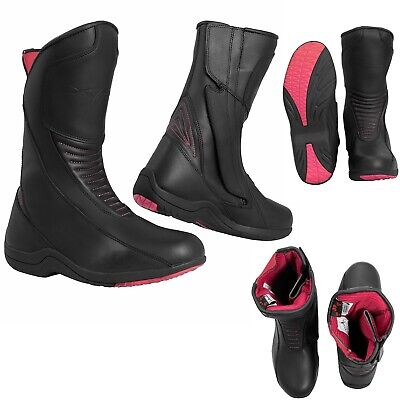 Ladies Motorcycle Motorbike CE Approved Boots Leather Waterproof Urban Black