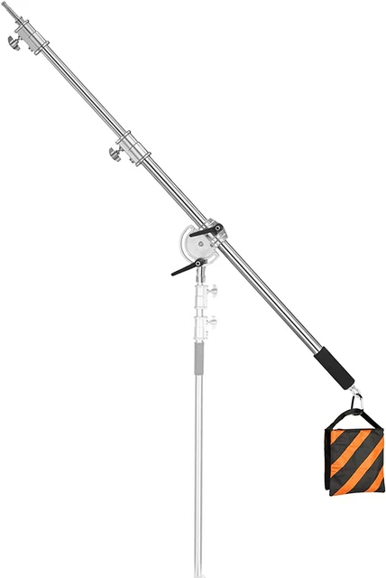 Brazo de pluma de extensión de acero inoxidable para soporte ligero y soporte en C, 3,6 pies a 8,2 pies A