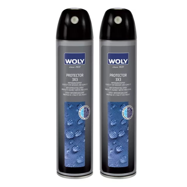 2 Woly 3x3 Suede/Leather fabric Protector Waterproof Spray invisible 300ml