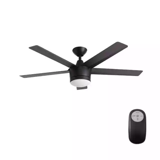 Home Decorators Merwry 52 in. LED Indoor Matte Black Ceiling Fan