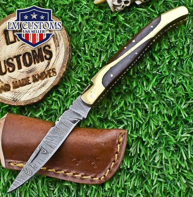 Hand Forged Damascus Folding Knife Micarta Slip Joint Lock Gift Bushcraft
