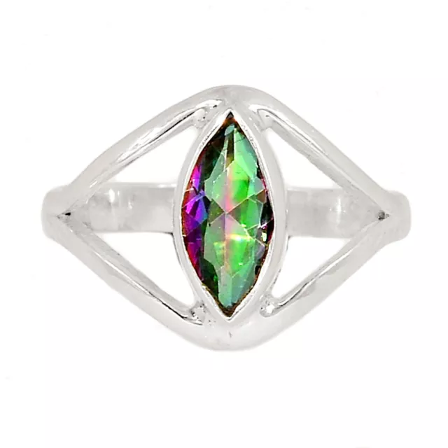 Treated Rainbow Quartz 925 Sterling Silver Ring HD13 s.6 CR6970