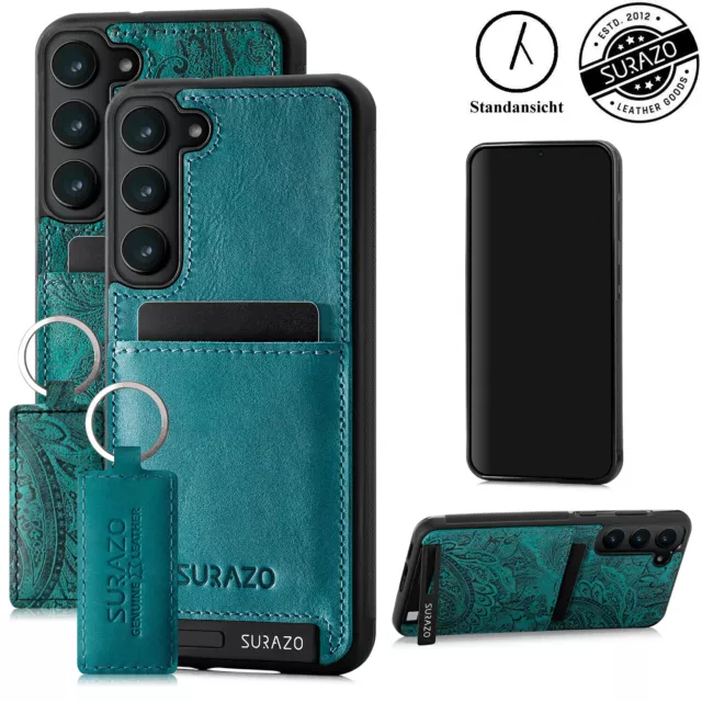 SURAZO Leder Back Case HandyTasche Handy Hulle für Samsung Galaxy S23 Plus