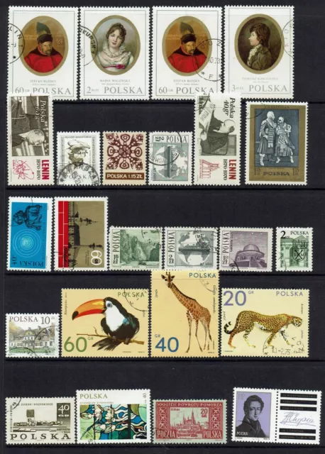 Poland Collection of 24 Stamps . Lenin Art  Animals +++ Much More