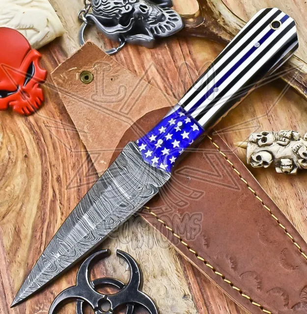 Custom Hand Forged Hunting Knife Damascus Corain Hiking Razor Sharp
