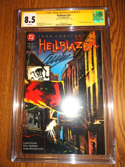 Hellblazer #41 Rare Garth Ennis Signed CGC 8.5 SS 1st US Work Cancer Line Key DC