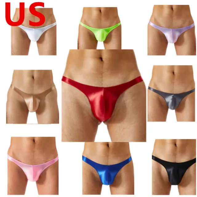 US Men's Underwear Sexy G-String T-Back Glossy Bikini Pouch Underpants Swimwear