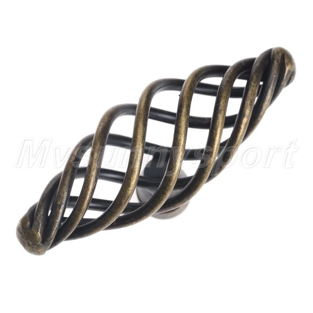 HQ Vintage Twist Cage Spiral Cabinet Knob Antique Cupboard Door Pull Handle