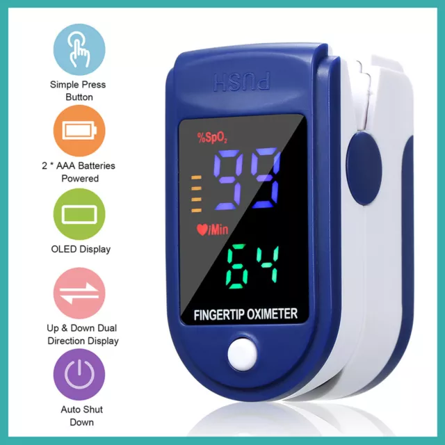 Fingertip Pulse Oximeter Blood Oxygen Saturation Monitor SPO2 Heart Pulse Rate