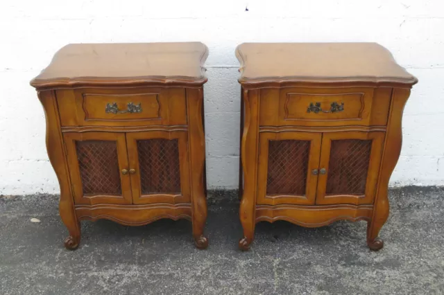 French Tall Nightstands Side End Bedside Tables a Pair 3979