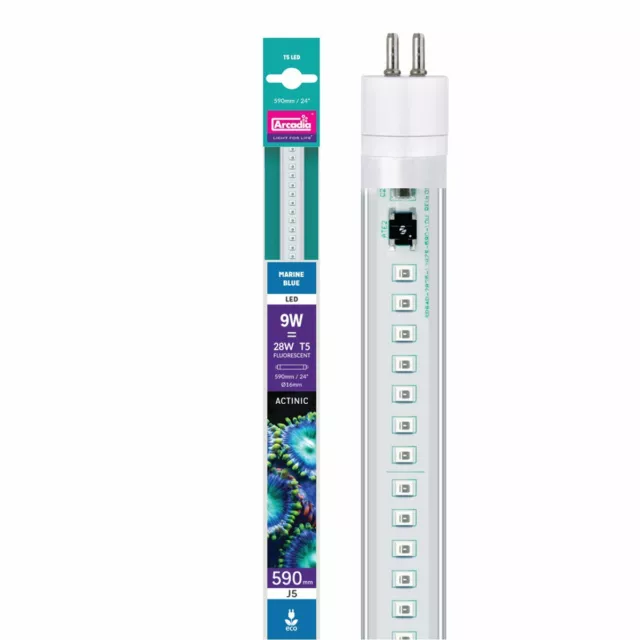 Arcadia Led-Tube T5 Marine Bleu 9W (590mm) Éclairage pour Aquarium Eau de Mer