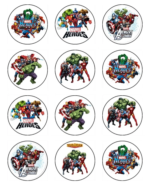 AVENGERS SUPERHERO CUPCAKE Toppers Edible Icing Birthday Cake