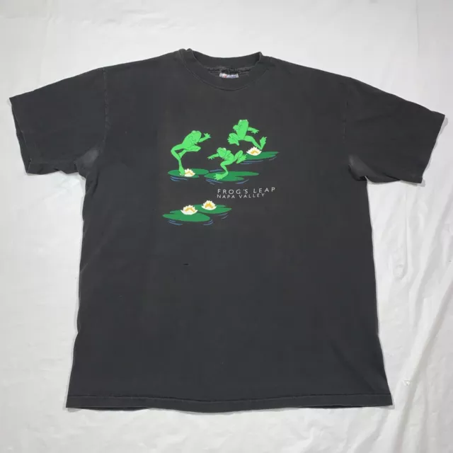 Vintage 90’s Frog Leap Napa Valley Puff Print T-Shirt Single Stitch Size XL