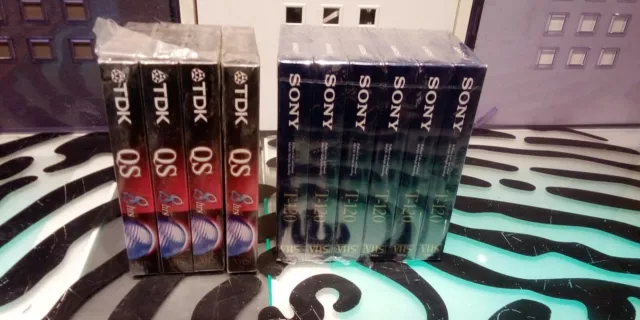 Sony T-120 TDK QS T-160 Blank Sealed NOS VHS Cassette Tapes Lot of 10