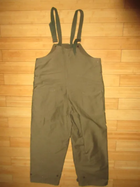 Vtg 1940's WWII Men's US Navy Military Green Deck Bibs Overalls Sz Med WW2 USN