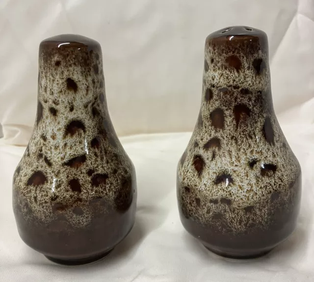 Vintage Fosters Pottery Salt and Pepper Shakers, Brown, Ceramic