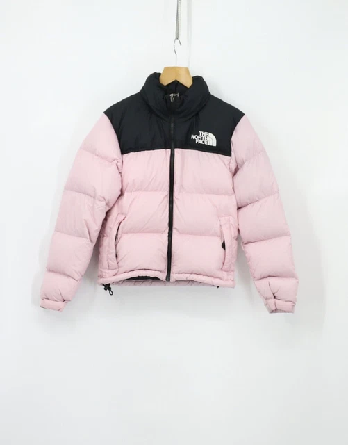 Giacca Nuptse Da Donna The North Face 1996 Retrò Uk Xs Rosa Nero Nuovo Prezzo £315 Hh