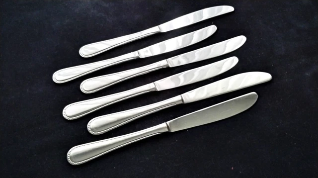 Lot de 10 couteaux ancien en corne et acier - virole perle DESSERT