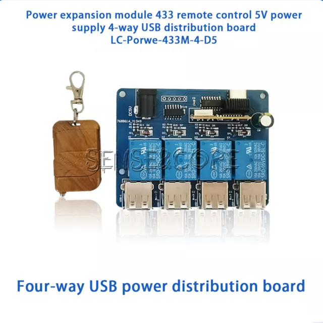 Power Expansion Module  4-Way USB Distribution Board 433 Remote Control 5V HUB