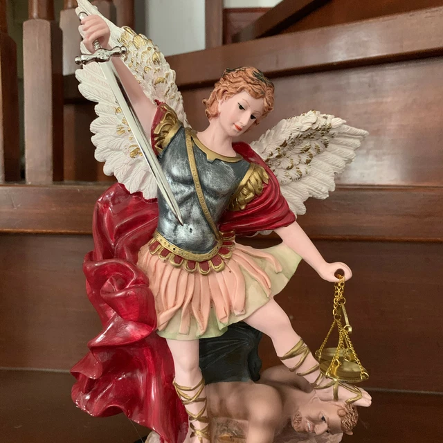ST. MICHAEL THE Archangel Statue Devil Sword 12 inch Resin Indoor Resin