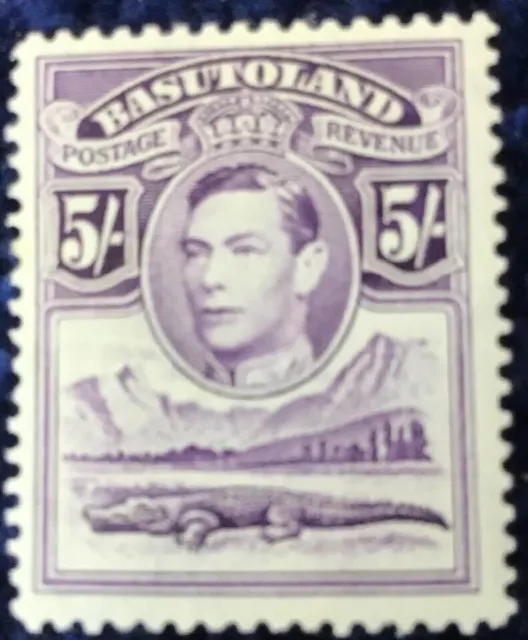 Basutoland George VI  1938 5/- Violet Definitive  SG27 mint c/v £45.00 in 2023.