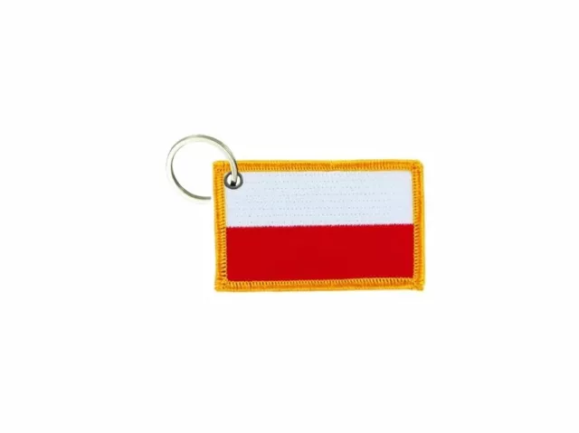 Porte cle cles clef brode patch ecusson badge drapeau pologne polonais