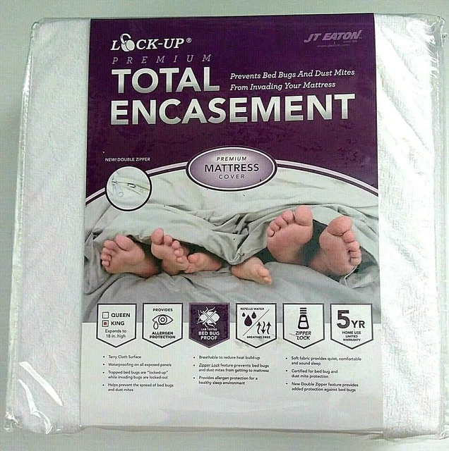 JT Eaton Lock-Up Total Encasement Bed Bug Protection Mattress White King 81KGENC