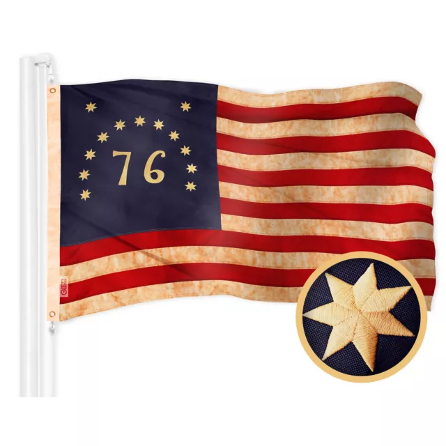 G128 Bennington Tea-Stained Flag 2.5x4 Ft Embroidered 420D Polyester